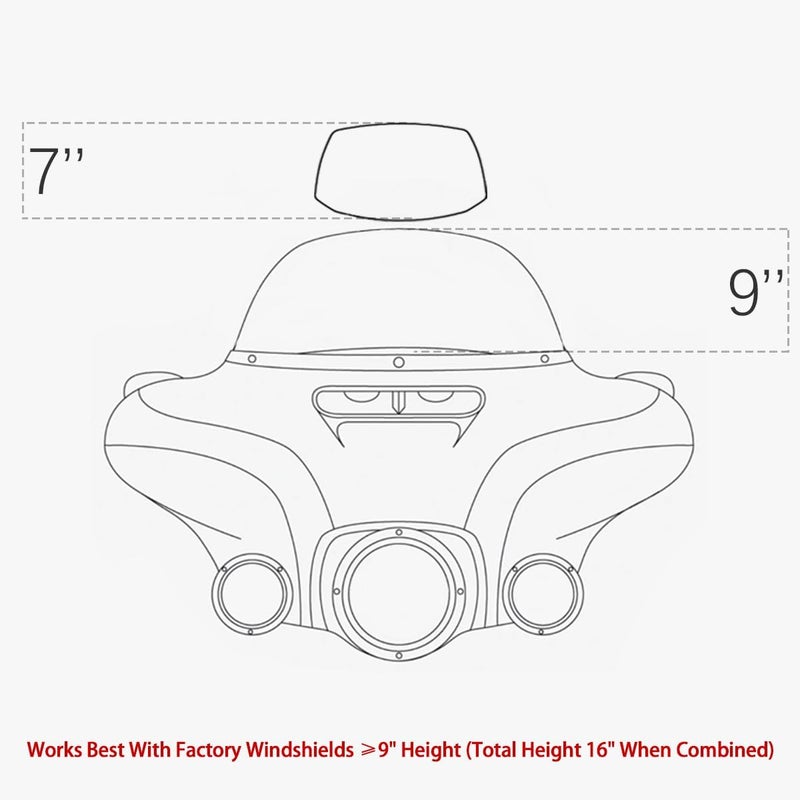 KICRY Motorcycle Windshield Extension Small Airflow Extender Only - Not for Viewing Adjustable Clip on Windscreen Spoiler Deflector Universal Fit (Clear) - Image 3